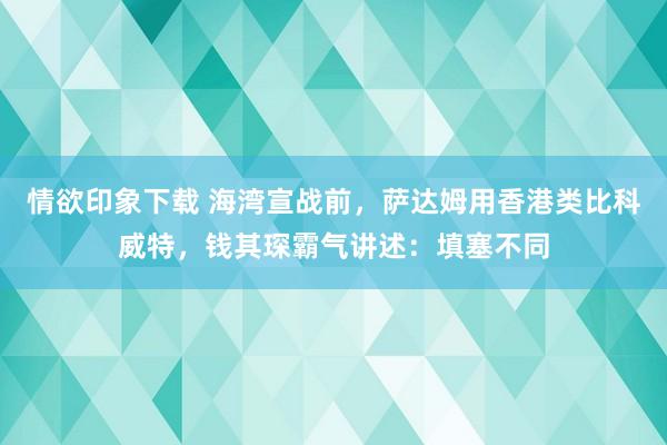 情欲印象下载 海湾宣战前，萨达姆用香港类比科威特，钱其琛霸气讲述：填塞不同