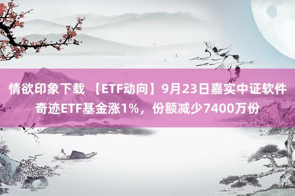 情欲印象下载 【ETF动向】9月23日嘉实中证软件奇迹ETF基金涨1%，份额减少7400万份