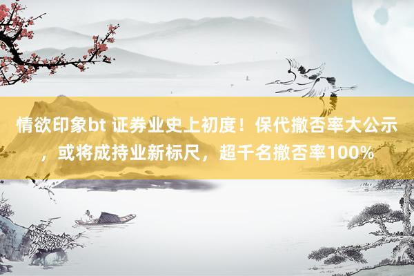 情欲印象bt 证券业史上初度！保代撤否率大公示，或将成持业新标尺，超千名撤否率100%