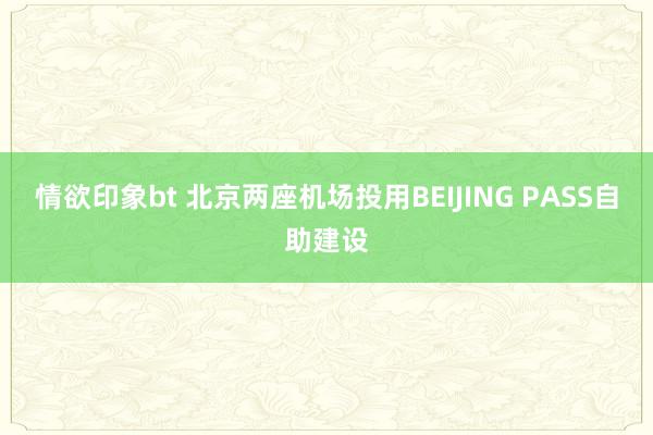 情欲印象bt 北京两座机场投用BEIJING PASS自助建设