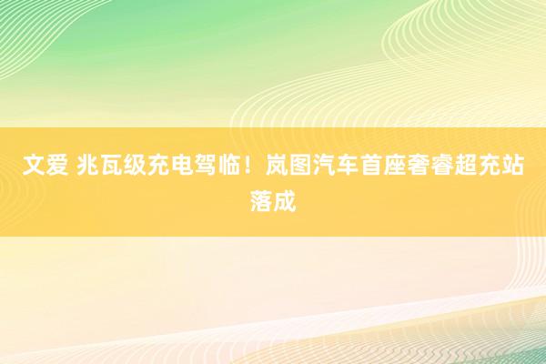 文爱 兆瓦级充电驾临！岚图汽车首座奢睿超充站落成