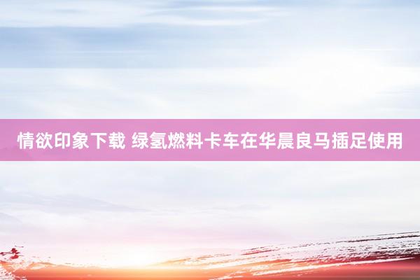 情欲印象下载 绿氢燃料卡车在华晨良马插足使用