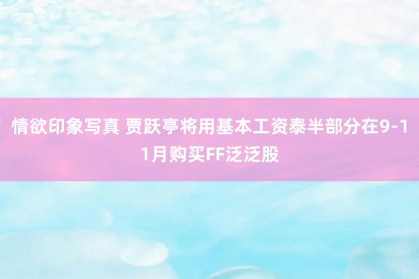 情欲印象写真 贾跃亭将用基本工资泰半部分在9-11月购买FF泛泛股