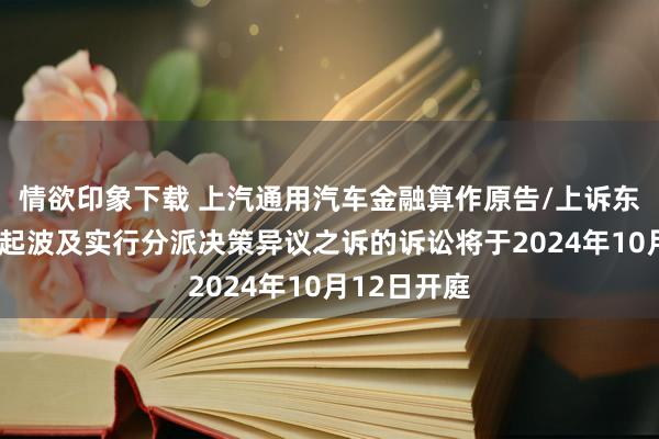 情欲印象下载 上汽通用汽车金融算作原告/上诉东说念主的1起波及实行分派决策异议之诉的诉讼将于2024年10月12日开庭