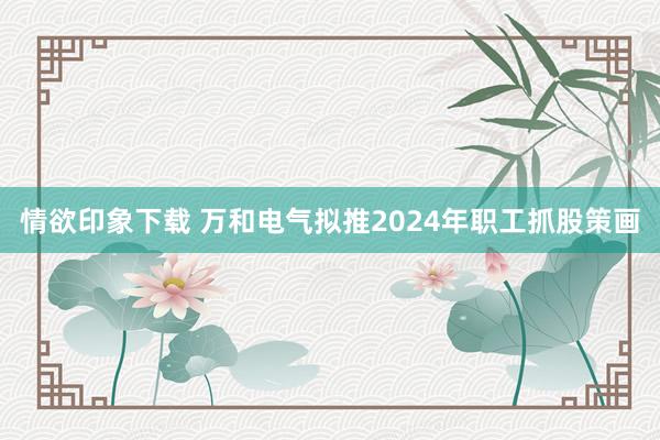情欲印象下载 万和电气拟推2024年职工抓股策画