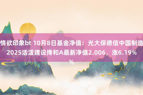 情欲印象bt 10月8日基金净值：光大保德信中国制造2025活泼建设搀和A最新净值2.006，涨6.19%
