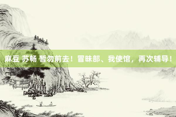 麻豆 苏畅 暂勿前去！冒昧部、我使馆，再次辅导！