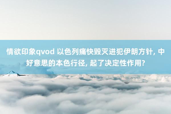 情欲印象qvod 以色列痛快毁灭进犯伊朗方针， 中好意思的本色行径， 起了决定性作用?