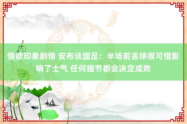 情欲印象剧情 安布谈国足：半场前丢球很可惜影响了士气 任何细节都会决定成败