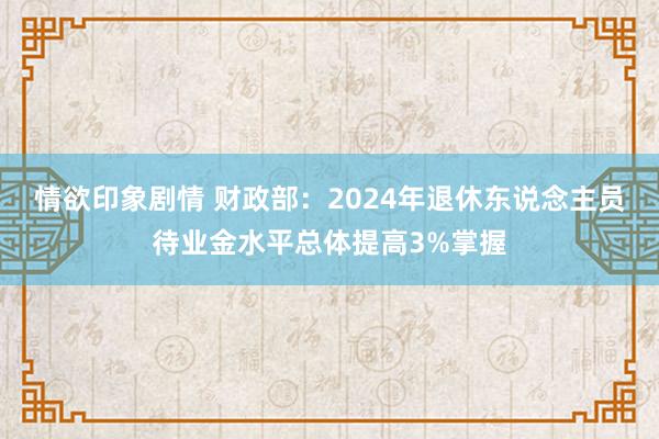 情欲印象剧情 财政部：2024年退休东说念主员待业金水平总体提高3%掌握