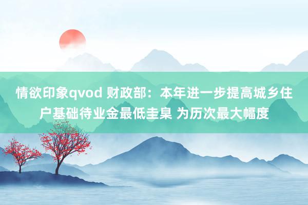 情欲印象qvod 财政部：本年进一步提高城乡住户基础待业金最低圭臬 为历次最大幅度