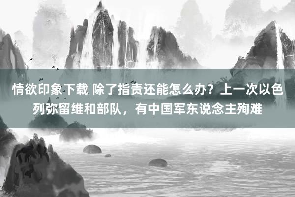 情欲印象下载 除了指责还能怎么办？上一次以色列弥留维和部队，有中国军东说念主殉难