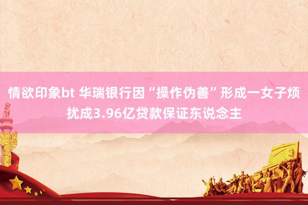 情欲印象bt 华瑞银行因“操作伪善”形成一女子烦扰成3.96亿贷款保证东说念主