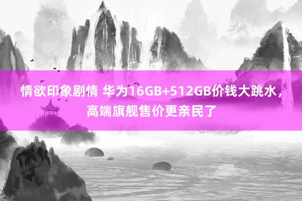 情欲印象剧情 华为16GB+512GB价钱大跳水，高端旗舰售价更亲民了