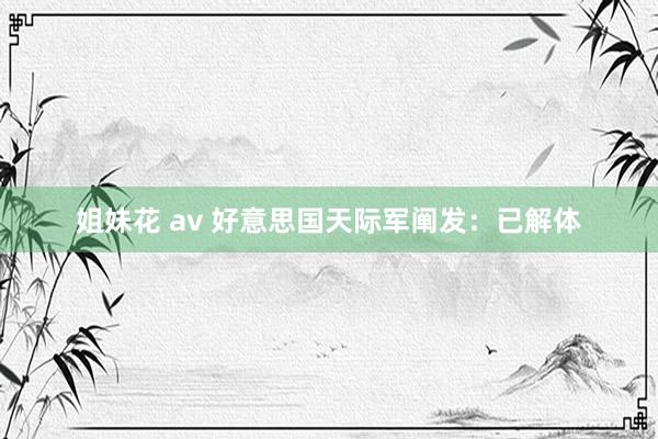 姐妹花 av 好意思国天际军阐发：已解体