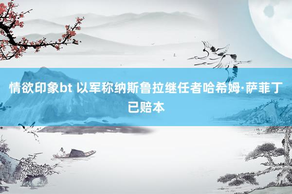 情欲印象bt 以军称纳斯鲁拉继任者哈希姆·萨菲丁已赔本