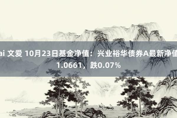 ai 文爱 10月23日基金净值：兴业裕华债券A最新净值1.0661，跌0.07%