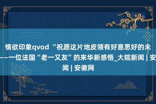 情欲印象qvod “祝愿这片地皮领有好意思好的未来”——一位法国“老一又友”的来华新感悟_大皖新闻 | 安徽网
