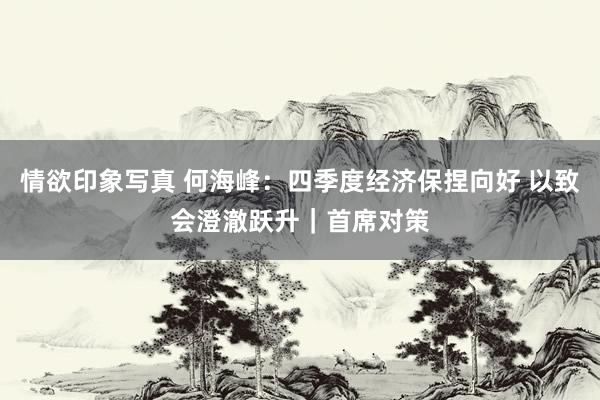 情欲印象写真 何海峰：四季度经济保捏向好 以致会澄澈跃升｜首席对策