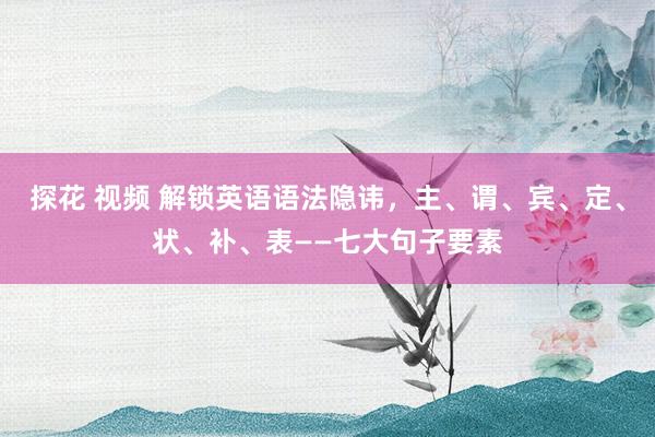 探花 视频 解锁英语语法隐讳，主、谓、宾、定、状、补、表——七大句子要素