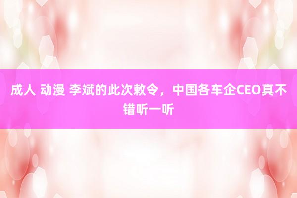 成人 动漫 李斌的此次敕令，中国各车企CEO真不错听一听