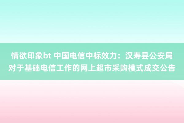 情欲印象bt 中国电信中标效力：汉寿县公安局对于基础电信工作的网上超市采购模式成交公告