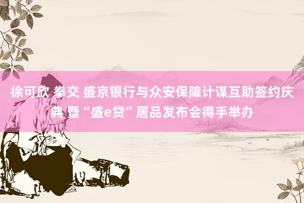 徐可欣 拳交 盛京银行与众安保障计谋互助签约庆典 暨“盛e贷”居品发布会得手举办