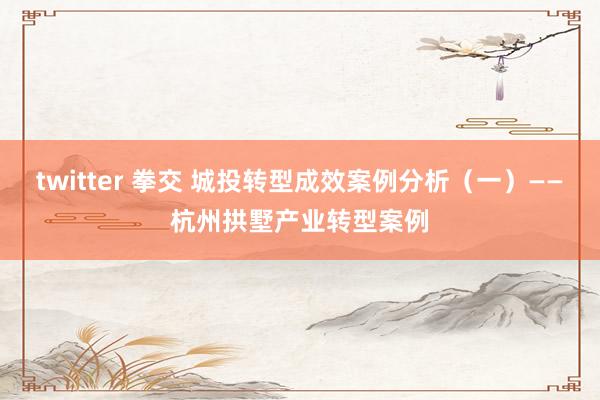 twitter 拳交 城投转型成效案例分析（一）——杭州拱墅产业转型案例