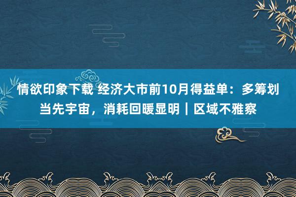 情欲印象下载 经济大市前10月得益单：多筹划当先宇宙，消耗回暖显明｜区域不雅察
