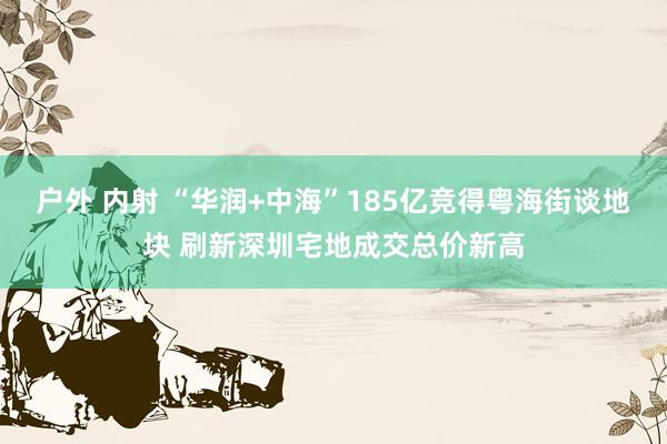 户外 内射 “华润+中海”185亿竞得粤海街谈地块 刷新深圳宅地成交总价新高
