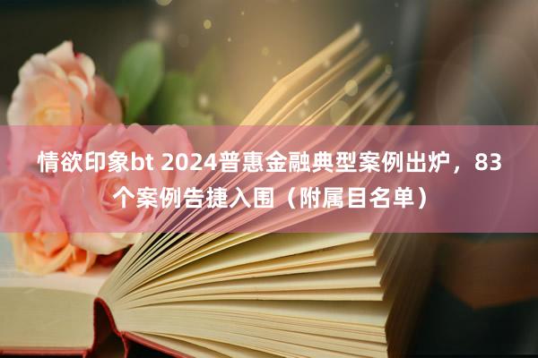 情欲印象bt 2024普惠金融典型案例出炉，83个案例告捷入围（附属目名单）