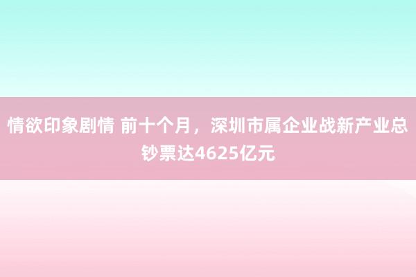 情欲印象剧情 前十个月，深圳市属企业战新产业总钞票达4625亿元