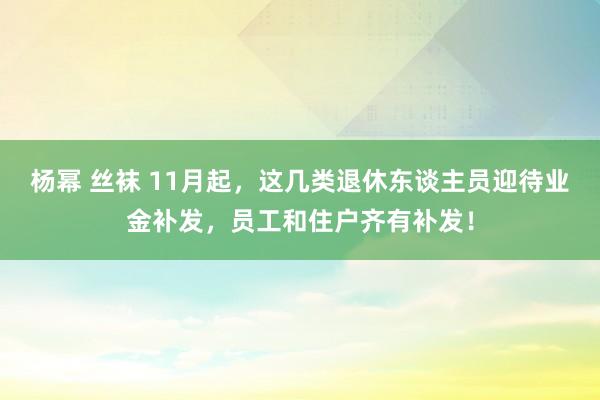 杨幂 丝袜 11月起，这几类退休东谈主员迎待业金补发，员工和住户齐有补发！