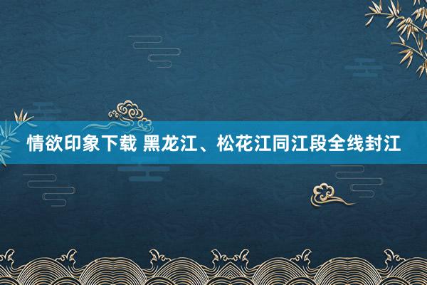情欲印象下载 黑龙江、松花江同江段全线封江