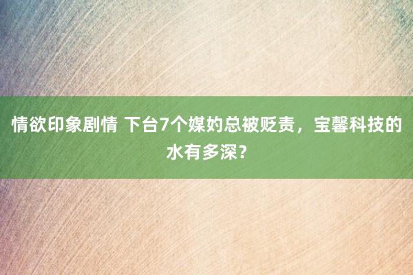 情欲印象剧情 下台7个媒妁总被贬责，宝馨科技的水有多深？