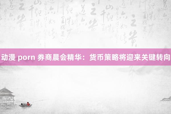 动漫 porn 券商晨会精华：货币策略将迎来关键转向
