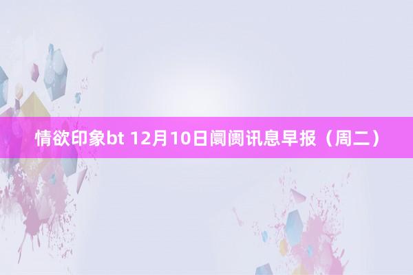 情欲印象bt 12月10日阛阓讯息早报（周二）