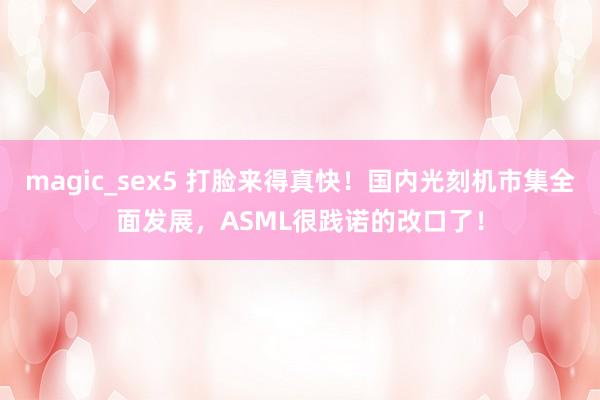 magic_sex5 打脸来得真快！国内光刻机市集全面发展，ASML很践诺的改口了！