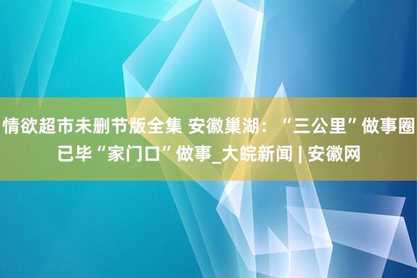 情欲超市未删节版全集 安徽巢湖：“三公里”做事圈已毕“家门口”做事_大皖新闻 | 安徽网