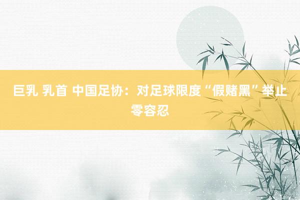 巨乳 乳首 中国足协：对足球限度“假赌黑”举止零容忍