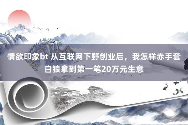 情欲印象bt 从互联网下野创业后，我怎样赤手套白狼拿到第一笔20万元生意
