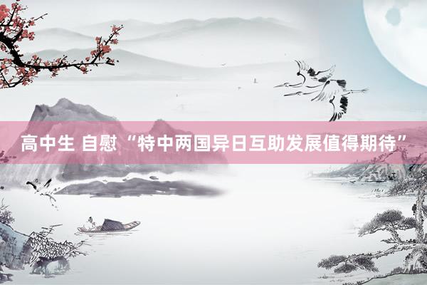 高中生 自慰 “特中两国异日互助发展值得期待”