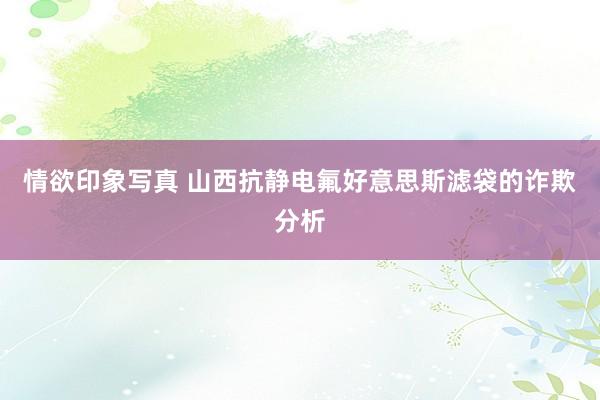 情欲印象写真 山西抗静电氟好意思斯滤袋的诈欺分析