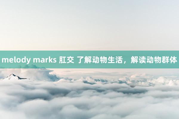 melody marks 肛交 了解动物生活，解读动物群体