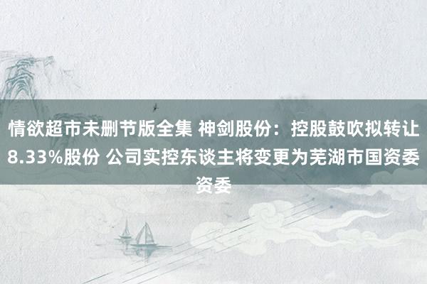 情欲超市未删节版全集 神剑股份：控股鼓吹拟转让8.33%股份 公司实控东谈主将变更为芜湖市国资委
