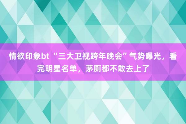 情欲印象bt “三大卫视跨年晚会”气势曝光，看完明星名单，茅厕都不敢去上了