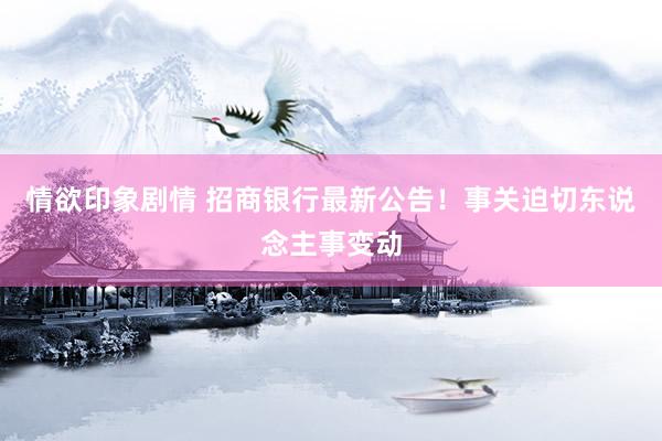 情欲印象剧情 招商银行最新公告！事关迫切东说念主事变动