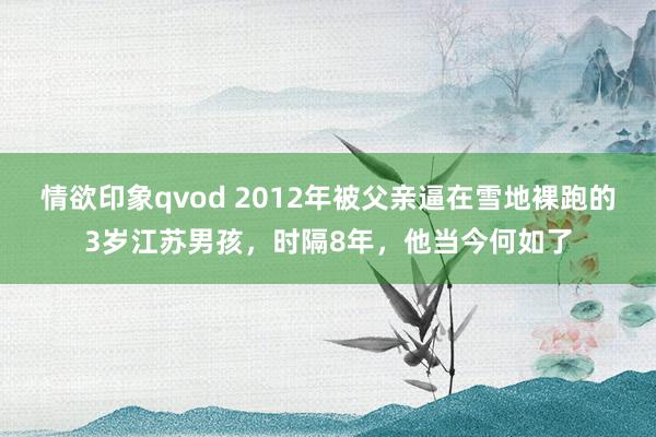 情欲印象qvod 2012年被父亲逼在雪地裸跑的3岁江苏男孩，时隔8年，他当今何如了