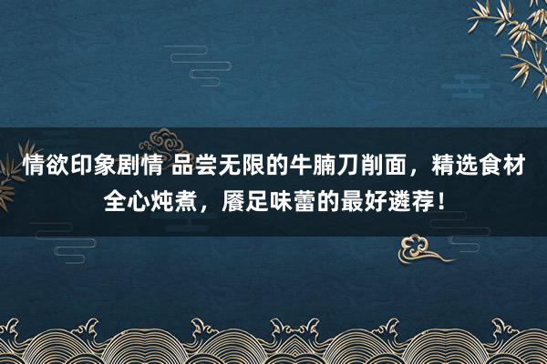 情欲印象剧情 品尝无限的牛腩刀削面，精选食材全心炖煮，餍足味蕾的最好遴荐！