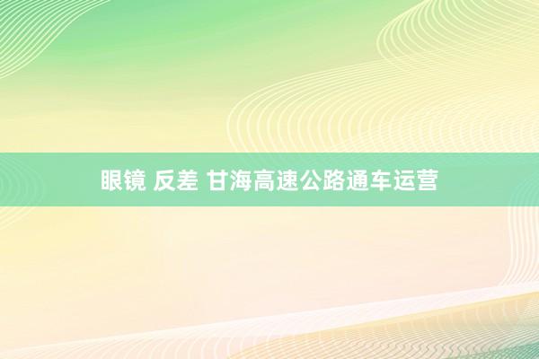 眼镜 反差 甘海高速公路通车运营